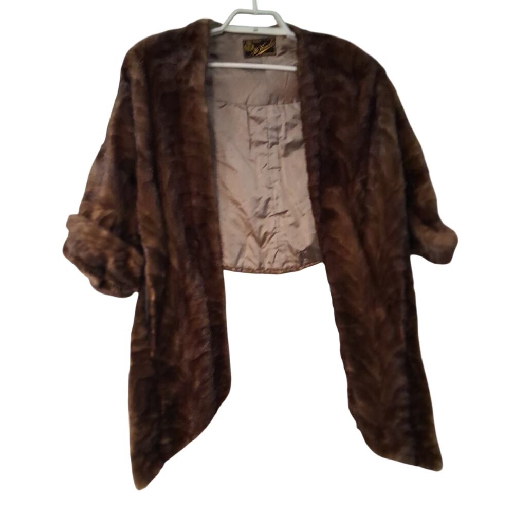 H Kemple Furrier Col Oh vintage fur jacket womens brown wrap mink ?